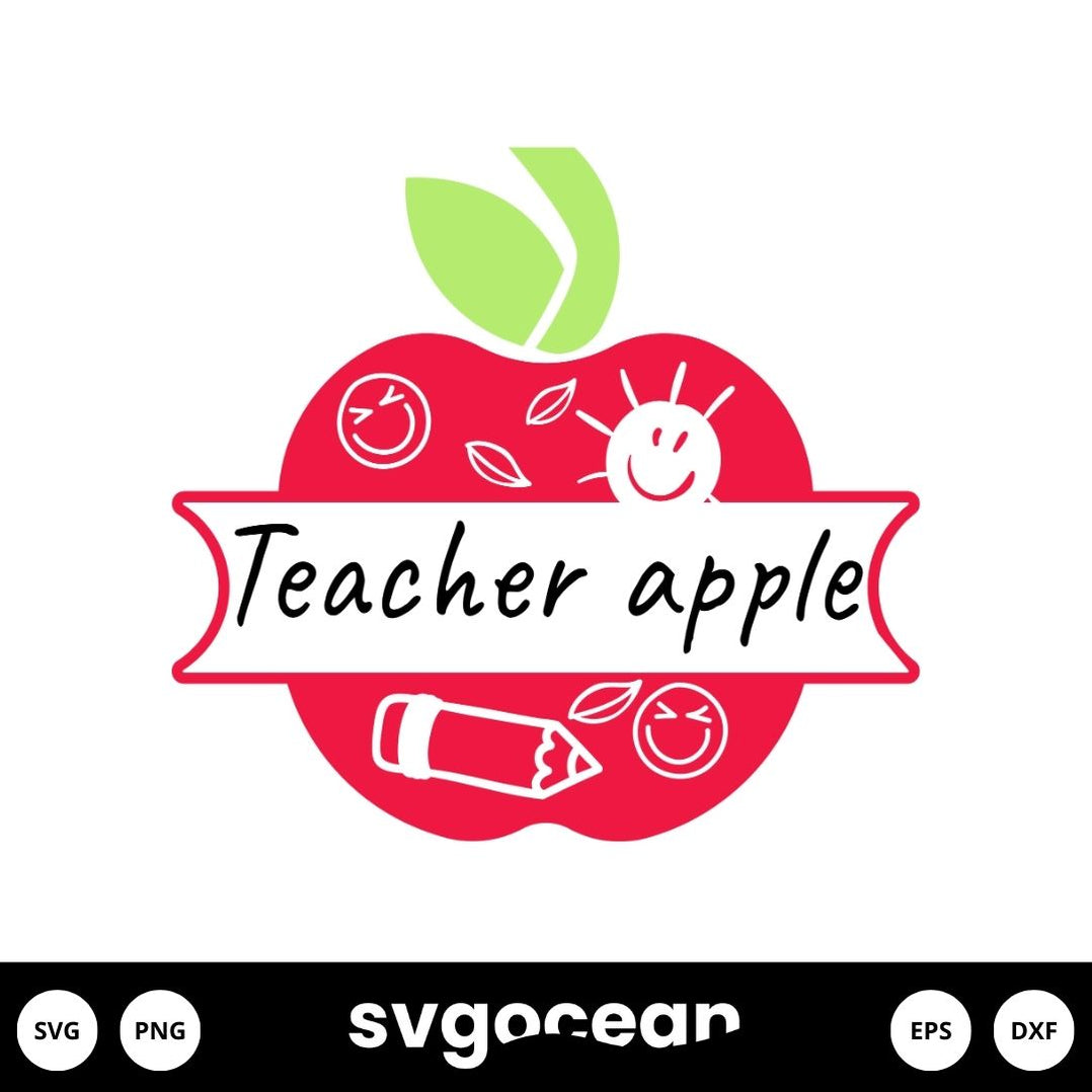 Teacher Apple Svg Vector For Instant Download Svg Ocean — Svgocean