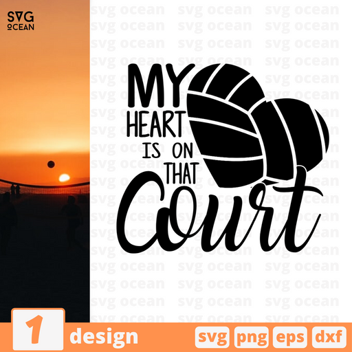 My heart is on that court SVG vector bundle - Svg Ocean