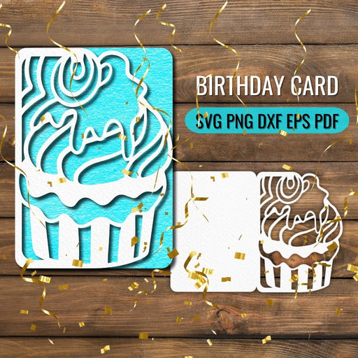 Birthday Cake Card Papercut SVG - Svg Ocean