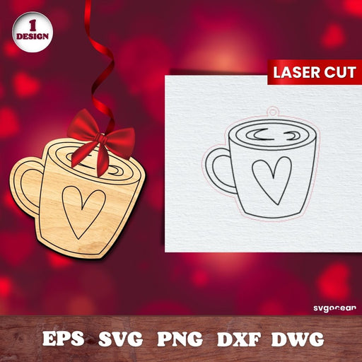 Valentine Coffee Gift Tags Laser Cut - svgocean