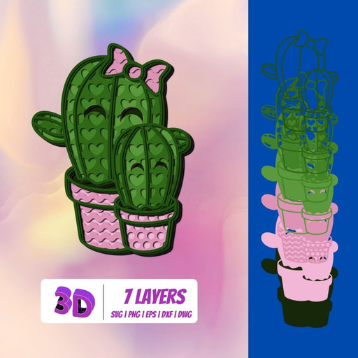 3D Mothers Day Cactus SVG - Svg Ocean