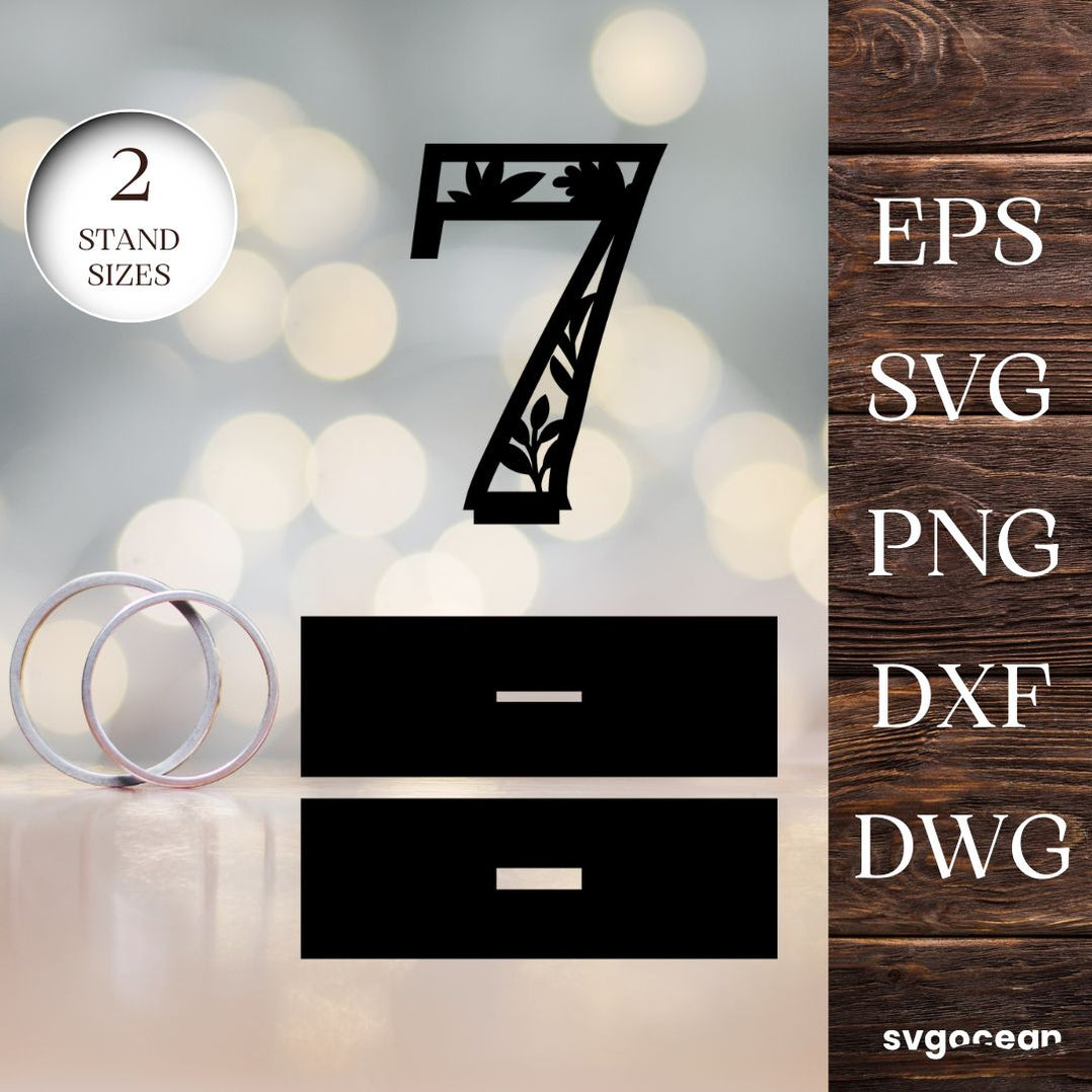 Wedding Floral Table Numbers vector for instant download - Svg Ocean ...