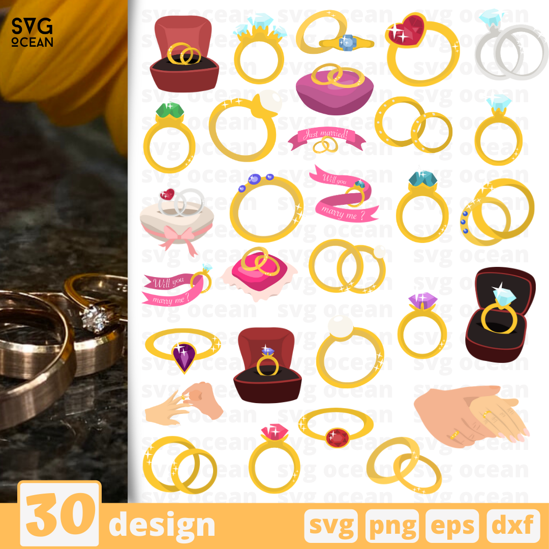 Engagement rings SVG bundle vector for instant download - Svg Ocean ...