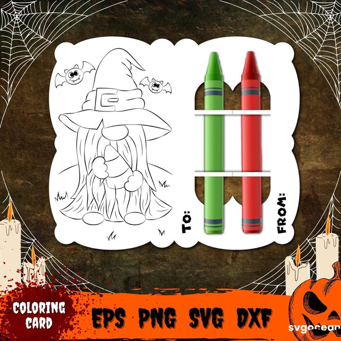 Halloween Coloring Card Svg Bundle - Svg Ocean