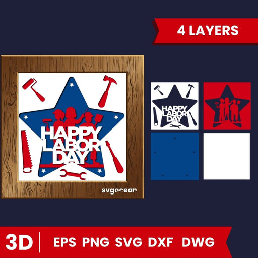 Free Labor Day Shadow Box SVG - Svg Ocean