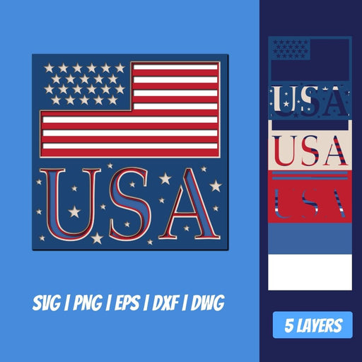 USA Shadow Box SVG - Svg Ocean