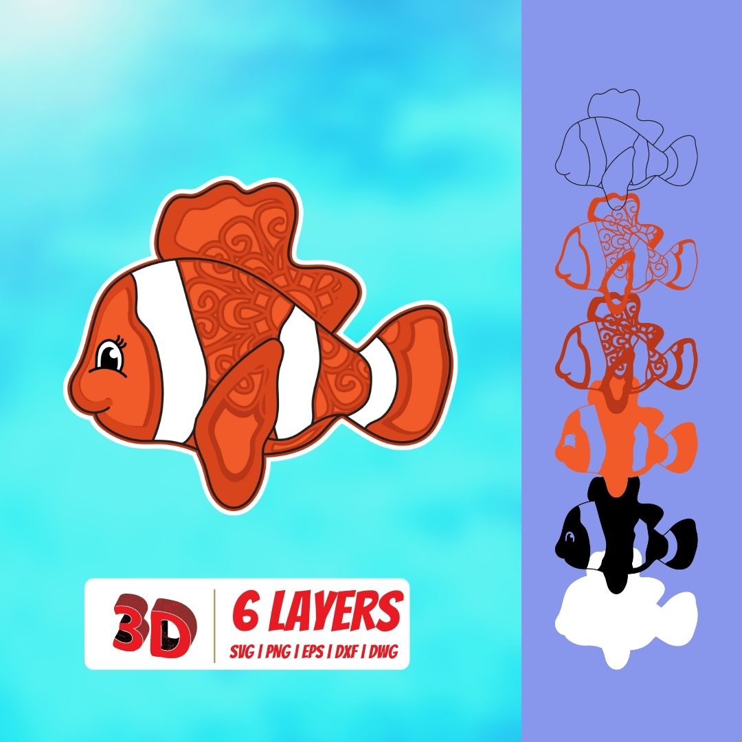 3D Fish mute SVG Cut File vector for instant download Svg Ocean