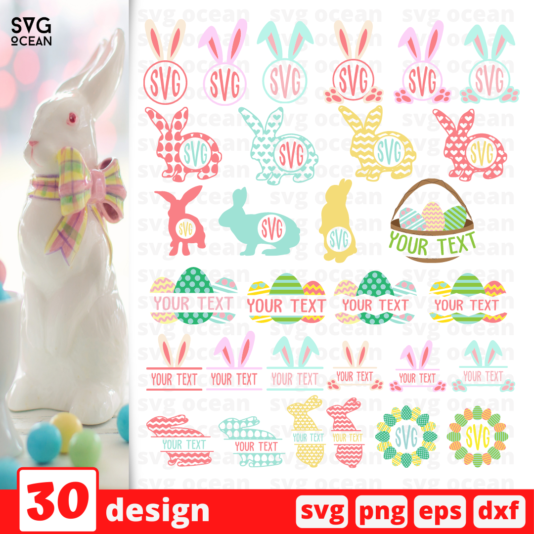 Easter Monogram SVG Bundle vector for instant download - Svg Ocean