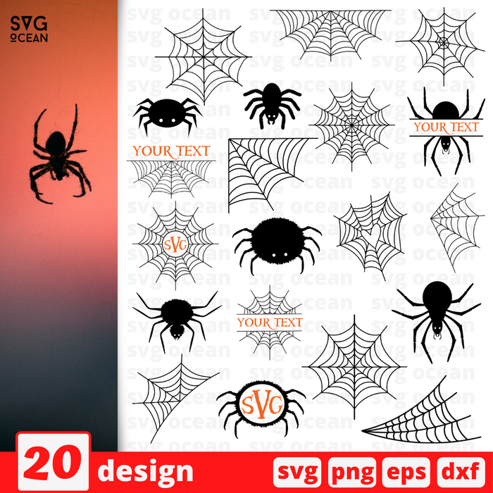 Spider with spider web SVG Bundle - Svg Ocean