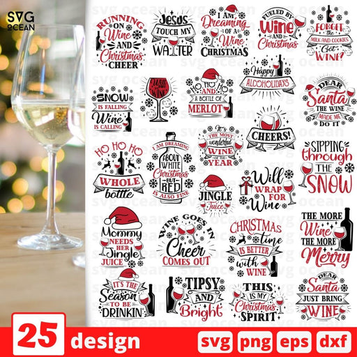 Christmas Wine SVG Bundle - Svg Ocean