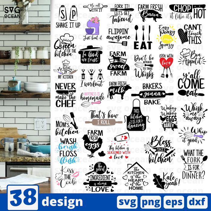 Kitchen quotes  SVG vector bundle - Svg Ocean