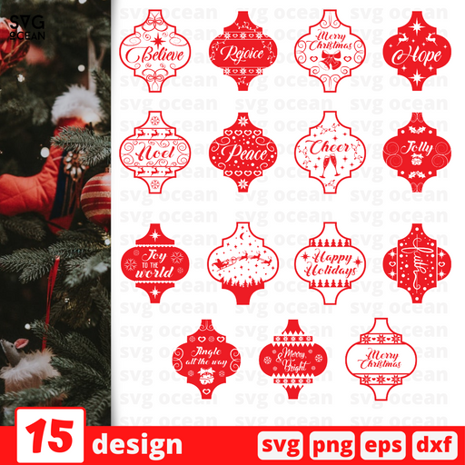 Arabesque Tile Christmas Ornaments SVG Bundle - Svg Ocean