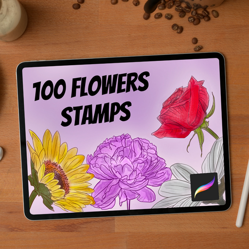 100 Procreate Flower Stamps Procreate Flower Stamps Floral