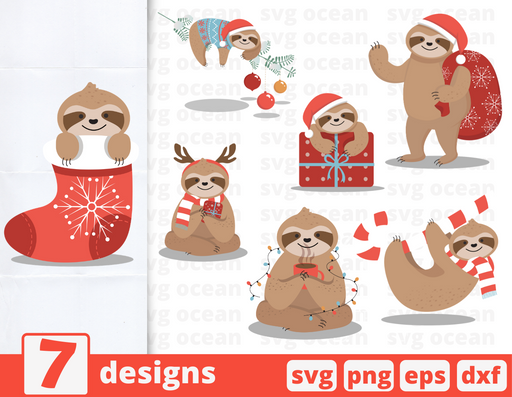Christmas sloth svg