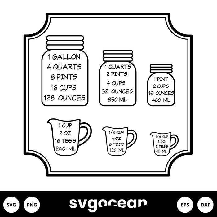 Kitchen Measurements SVG - svgocean