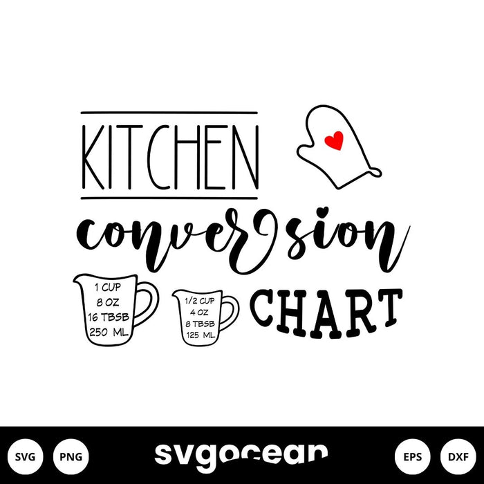 Kitchen Conversion Chart SVG - svgocean