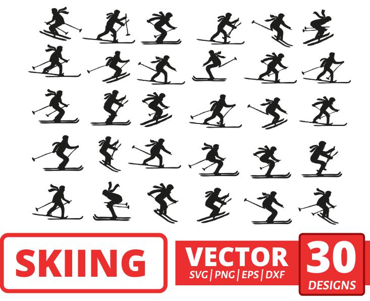 Skiing silhouette svg