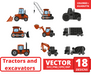 Tractors and excavators svg bundle