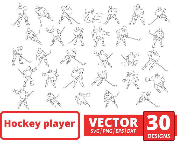 Hockey players outline svg