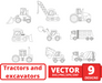Tractors and excavators outline svg